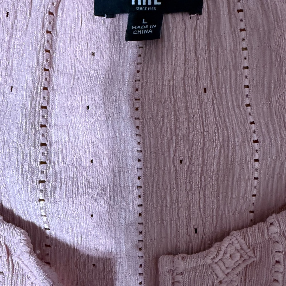 Frye Light Pink Eyelet Button-Pleat Peasant Blouse - Picture 3 of 3